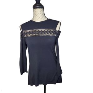 YYIGAL black lace front shoulder cut out sz S